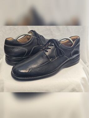 Johnston & Murphy Shuler Bicycle Dress Shoe, Black Tumbled Calf Sz 10 M